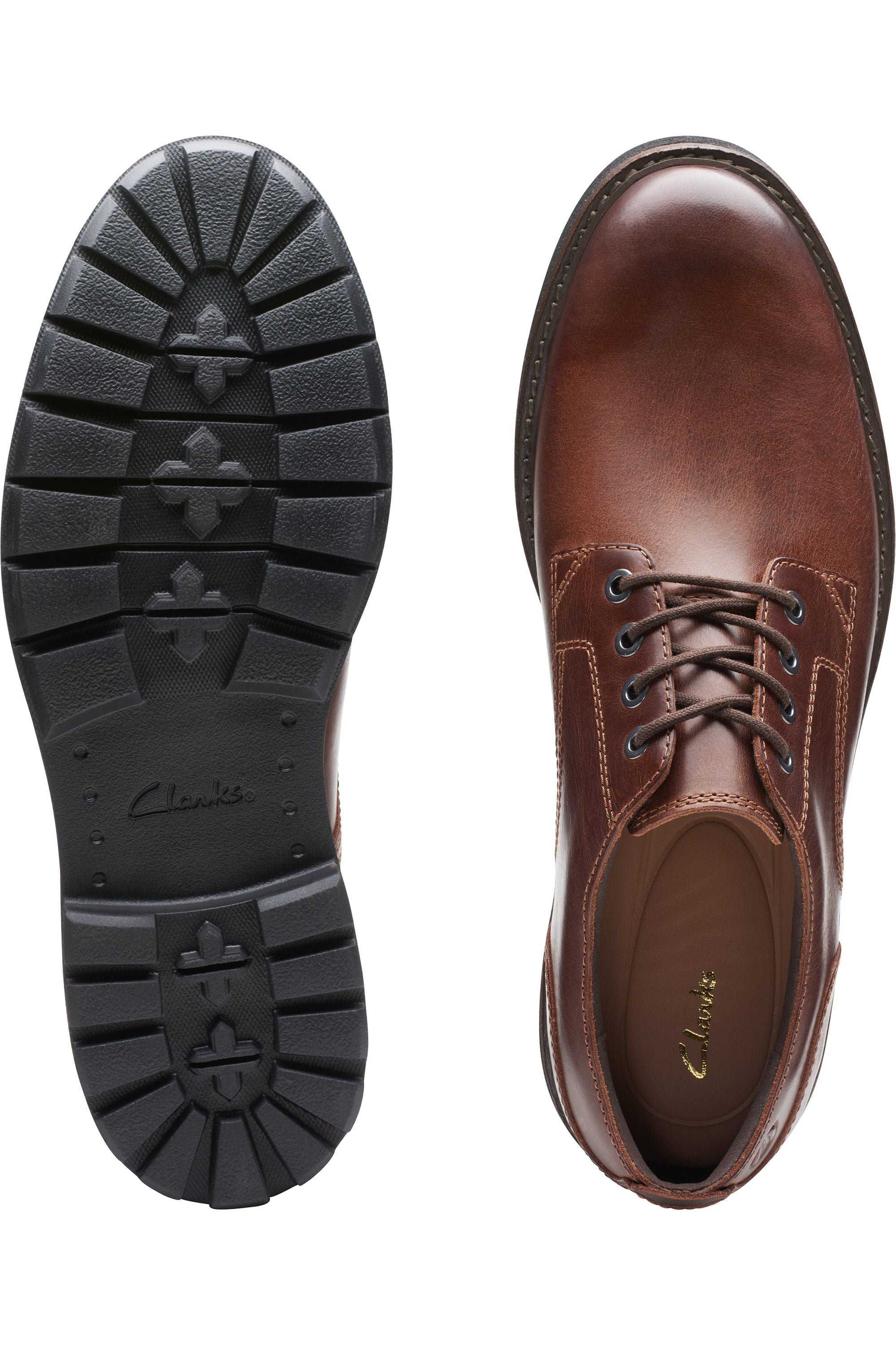 Clarks Batcombe Tie in Dark/Tan Leather