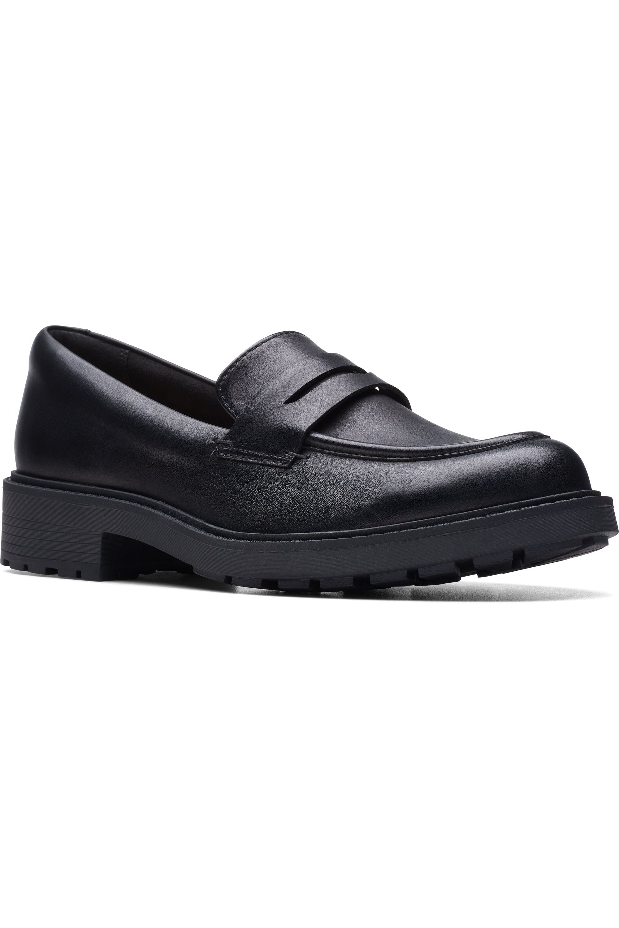 Clarks Orinoco2 Penny in Black Leather wide fitting