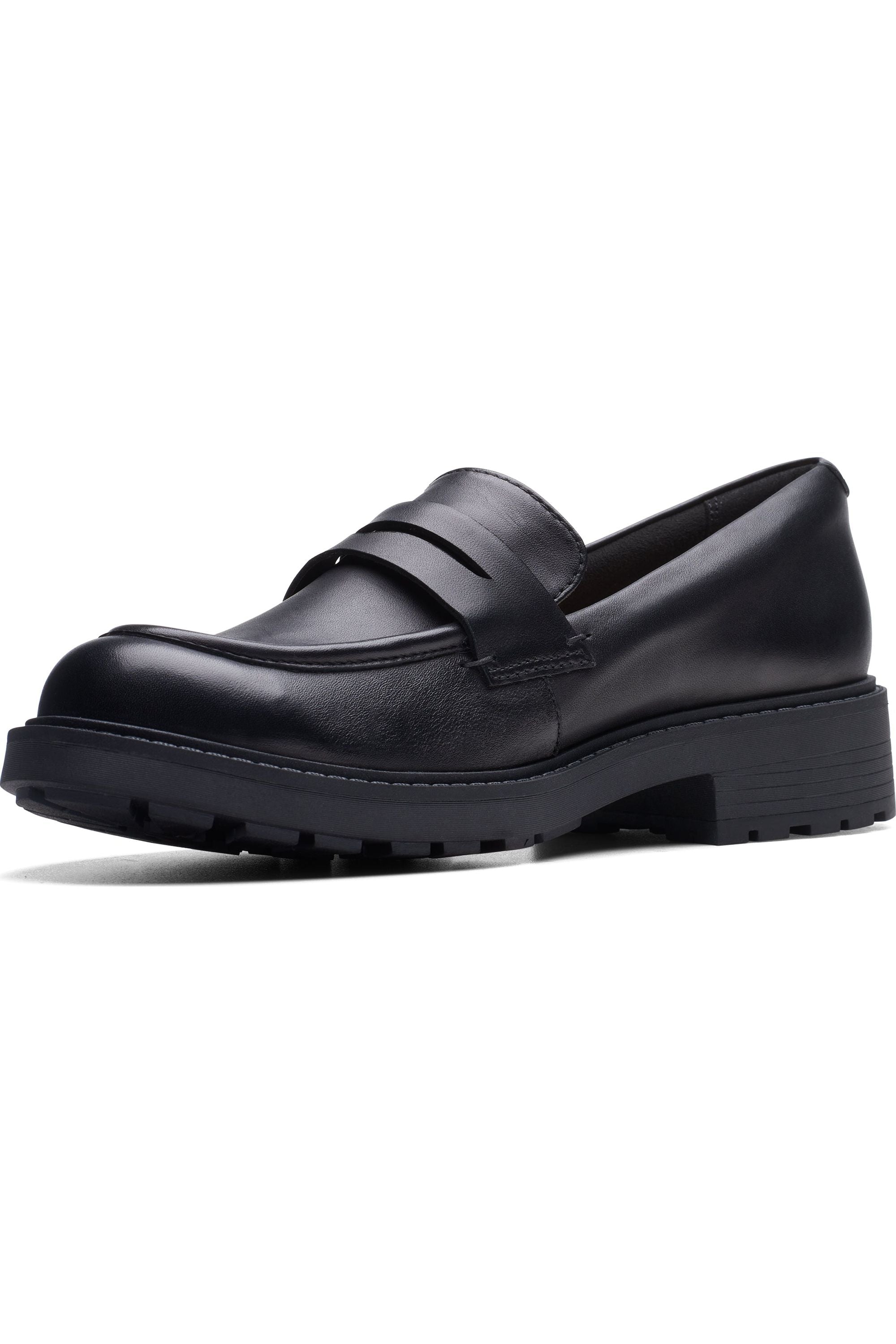 Clarks Orinoco2 Penny in Black Leather wide fitting