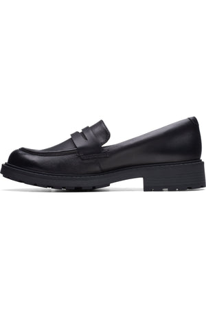 Clarks Orinoco2 Penny in Black Leather wide fitting