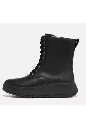 FitFlop F-Mode Leather Lace Up Flatform Ankle Boot black