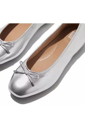 FitFlop Ballerina/Mary Jane in Silver Leather