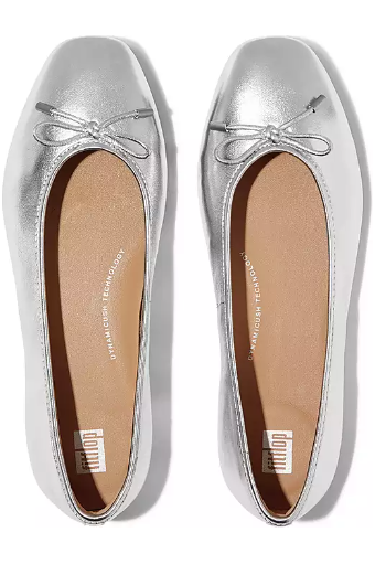 FitFlop Ballerina/Mary Jane in Silver Leather