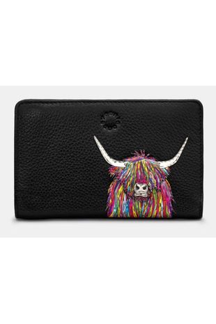 Yoshi Highland Cow Purse Y1089 in black leather