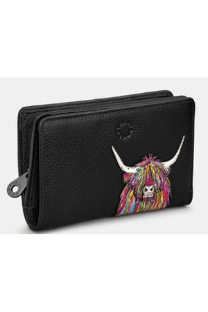 Yoshi Highland Cow Purse Y1089 in black leather