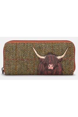 Yoshi Purse Highland Cow Zip Purse Y1257 in Brown Tweed