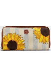 Yoshi Sunflower Bloom Zip Around Purse in Brown Y1257