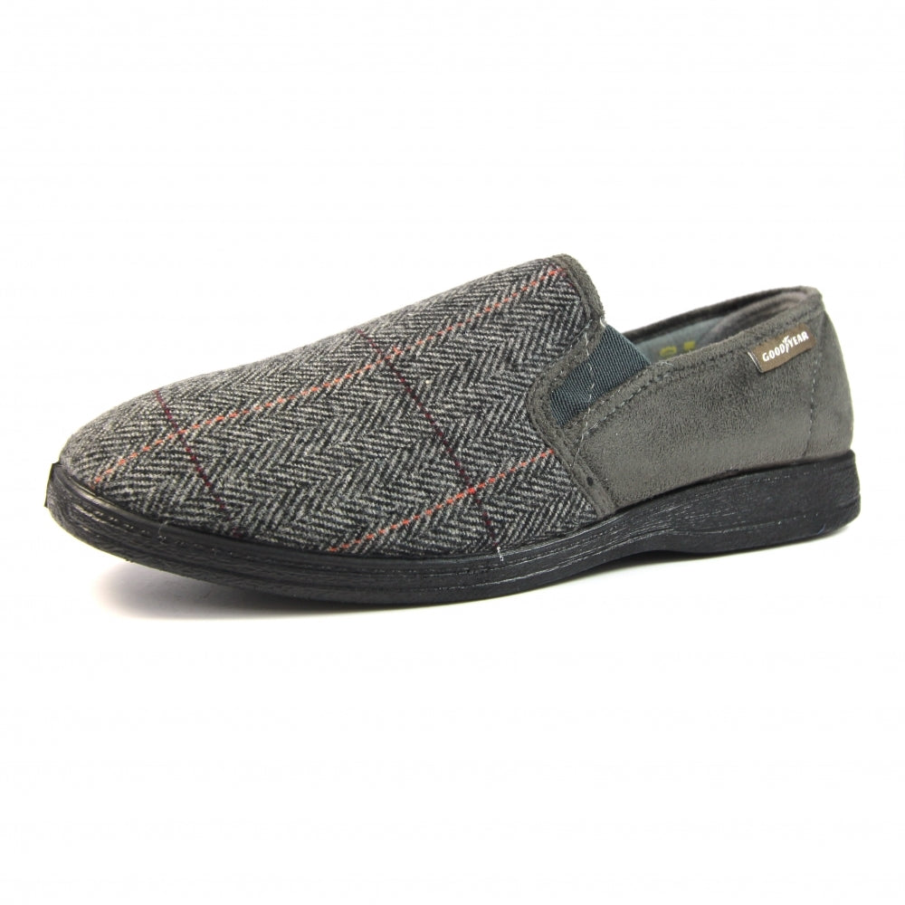 Lunar KMG116 Goodyear Harrison Grey Tweed Slipper