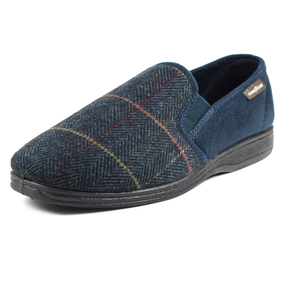 Lunar KMG116 Goodyear Harrison Navy Tweed Slipper