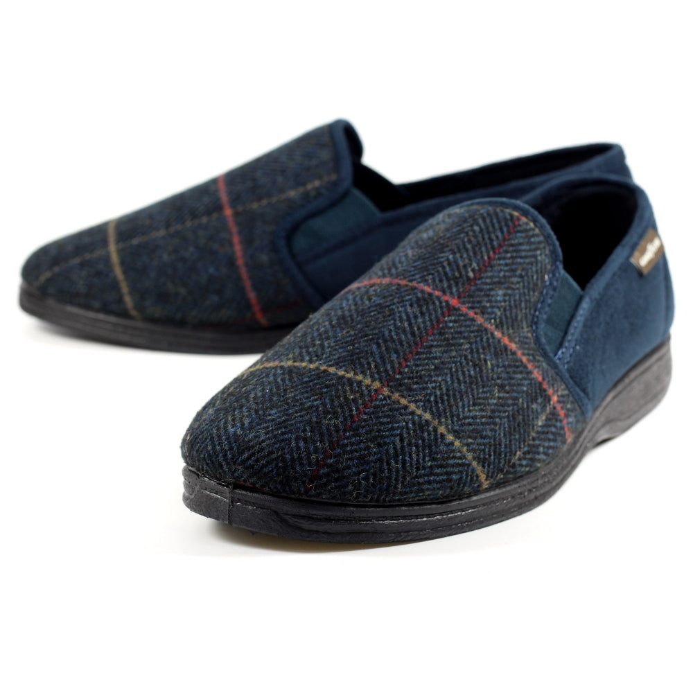 Lunar KMG116 Goodyear Harrison Navy Tweed Slipper