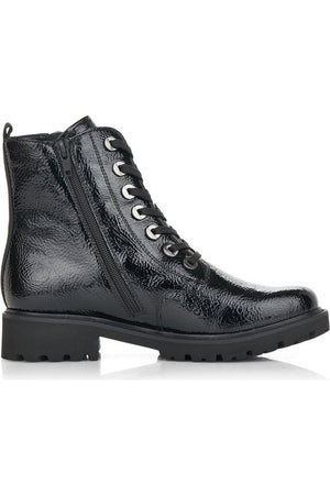 Remonte D8671-02 Ladies black patent boots