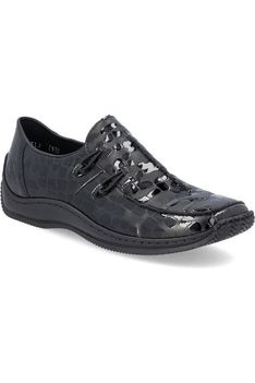 Rieker Ladies slip on shoe L1751 02 Black Croc