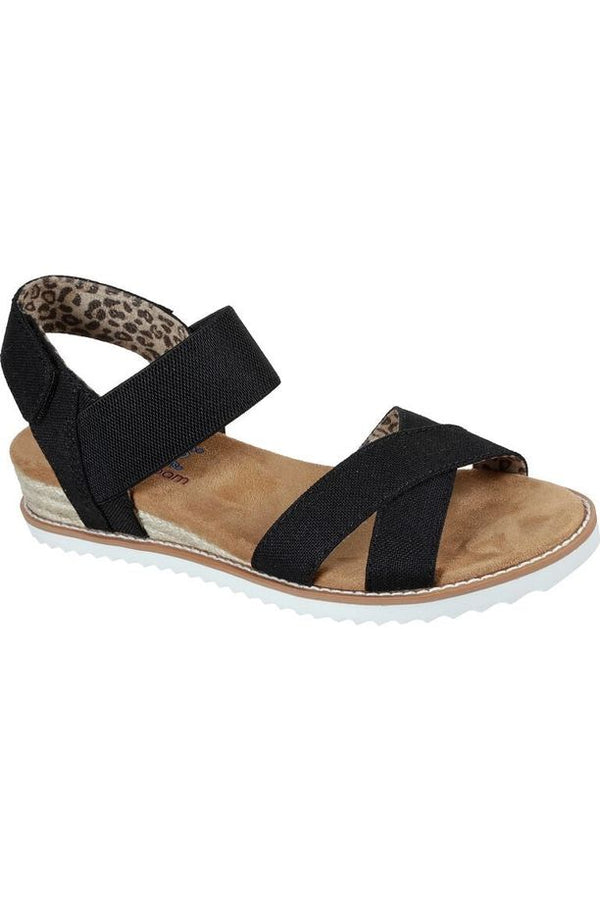 Skechers 114130 Bobs Desert Kiss sandal in Black Meeks Shoes