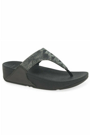 zzz FitFlop Lulu Glitz Toe-Post in All Black