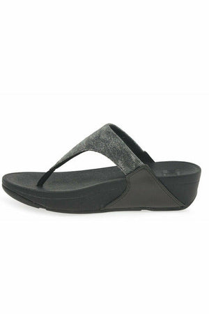 zzz FitFlop Lulu Glitz Toe-Post in All Black